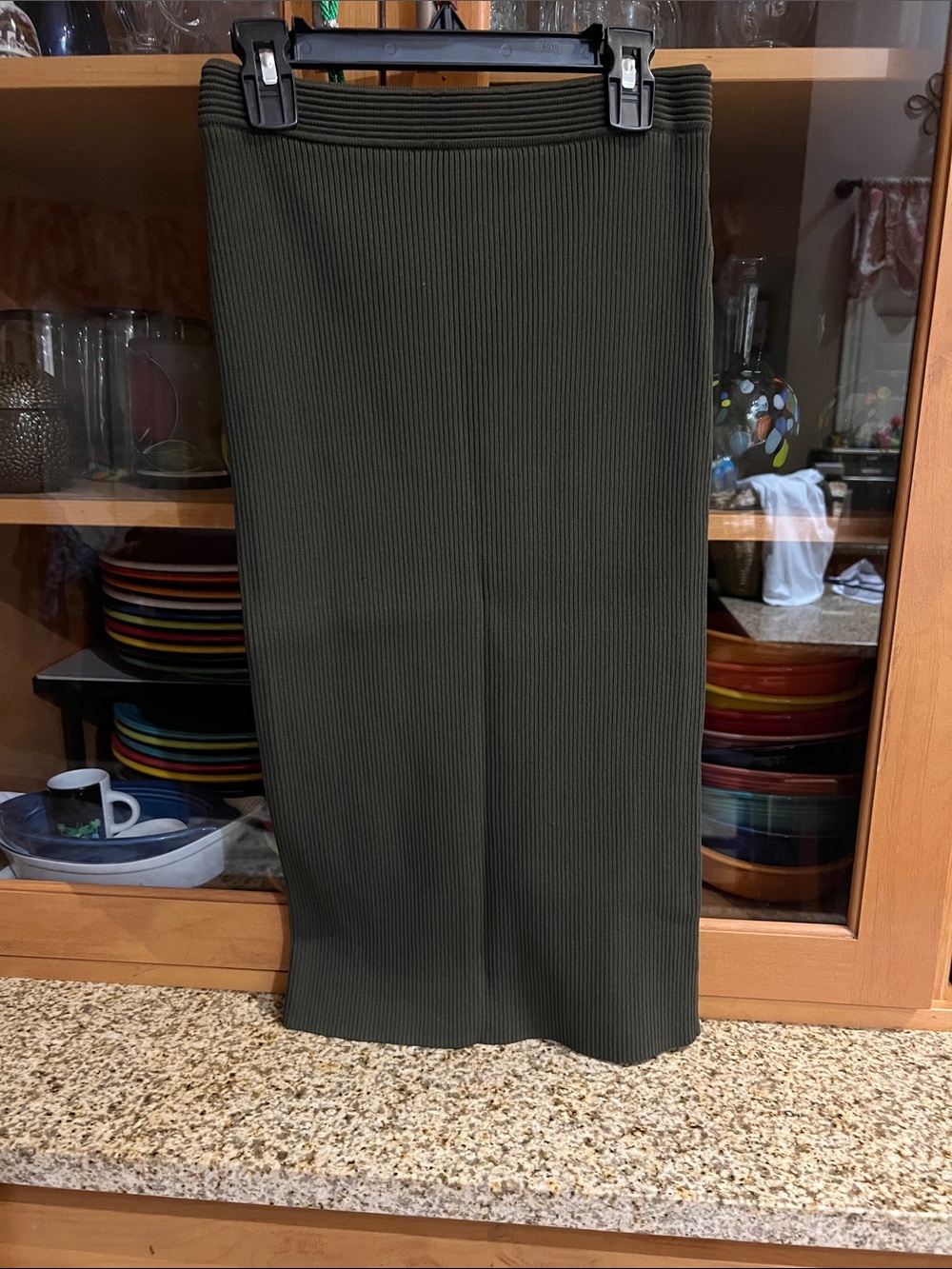 MICHAEL Michael Kors Olive Green Ribbed Pencil Skirt